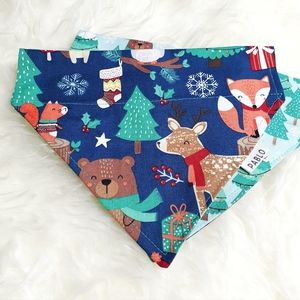 🐶 5 for $15 * Pablo Christmas Forest Creatures Reversible Dog Bandana